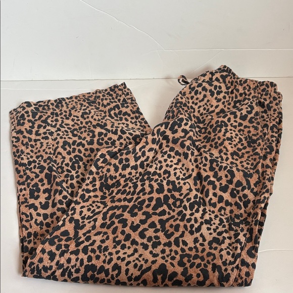 Gap pull on wide leg leopard print linen blend pants draw string pockets - Picture 11 of 16